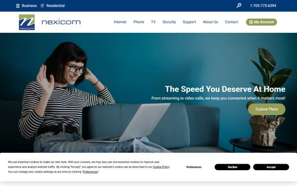 Homepage screenshot of Nexicom Telecommunications Inc - ON