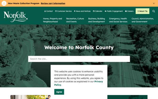 Homepage screenshot of Norfolk County Internet Inc