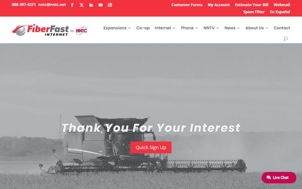 Homepage screenshot of Northeast Nebraska Telephone Company