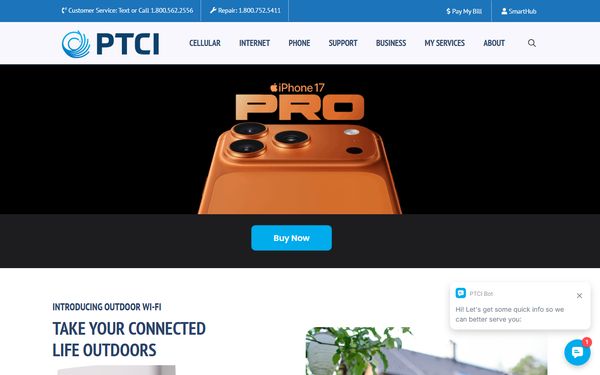 Homepage screenshot of Panhandle Telecom