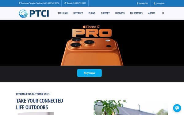 Homepage screenshot of Panhandle Telephone Cooperative Inc