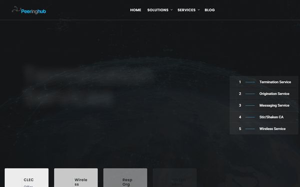 Homepage screenshot of Peering Hub Inc - NY