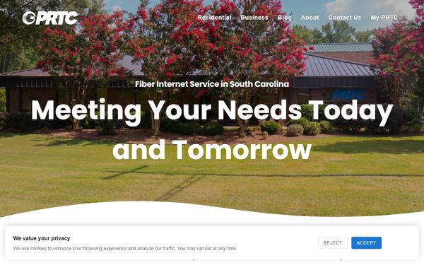 Homepage screenshot of Piedmont Rural Telephone Cooperative Inc