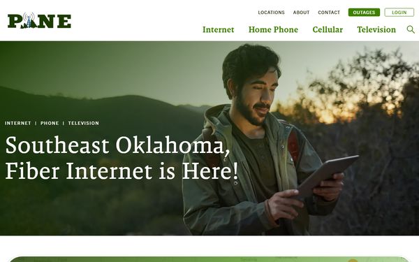 Homepage screenshot of Pine Telephone Company Inc