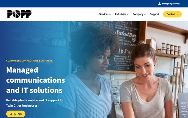 Homepage screenshot of Popp Telcom Incorporated