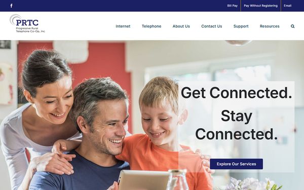 Homepage screenshot of Progressive Rural Telephone Cooperative Inc