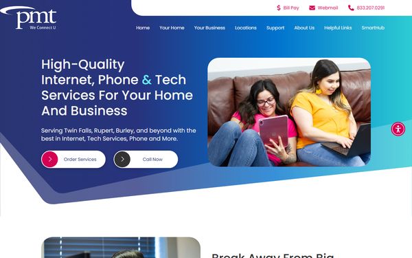 Homepage screenshot of Project Telephone Company Inc