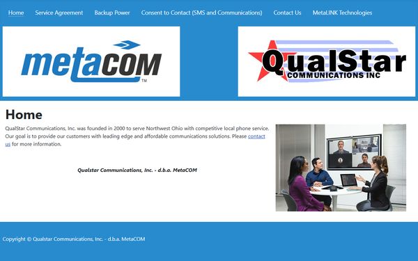 Homepage screenshot of Qualstar Communications Inc - OH