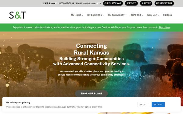 Homepage screenshot of S & T Telephone Cooperative Association