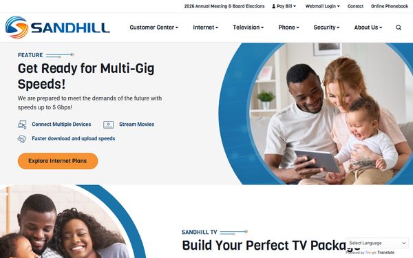 Homepage screenshot of Sandhill Telephone Cooperative