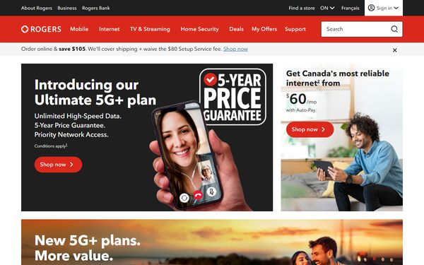 Homepage screenshot of Shaw Telecom Inc - BC