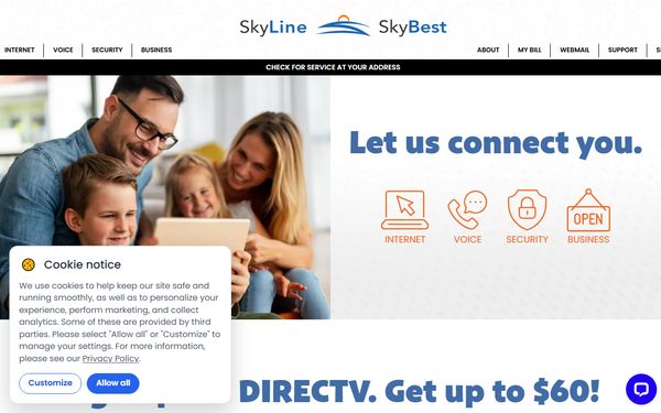 Homepage screenshot of Skyline Telephone Membership Corporation