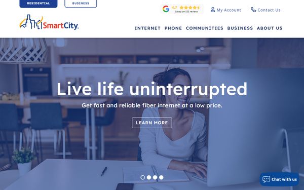 Homepage screenshot of Smart City Telecommunications LLC dba Smart City Telecom