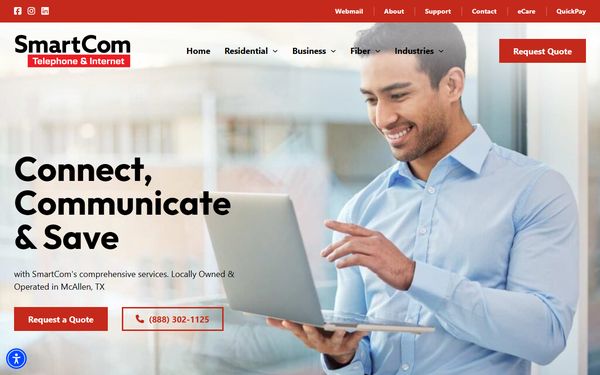 Homepage screenshot of Smartcom Telephone LLC