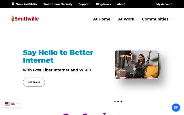 Homepage screenshot of Smithville Telephone Company Inc