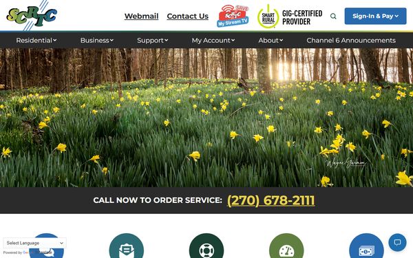 Homepage screenshot of South Central Rural Telephone Cooperative Corporation