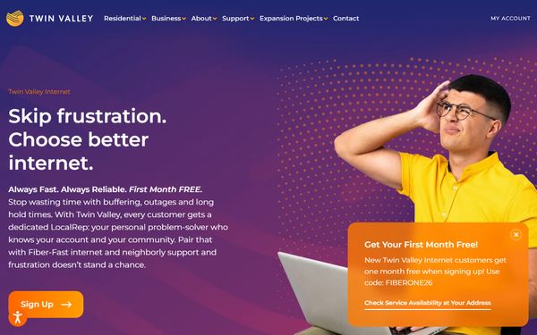 Homepage screenshot of Southern Kansas Telephone Company
