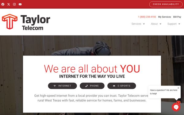 Homepage screenshot of Taylor Telephone Cooperative Inc