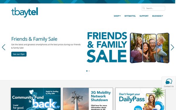 Homepage screenshot of TBayTel