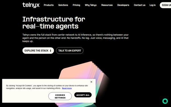 Homepage screenshot of Telnyx LLC