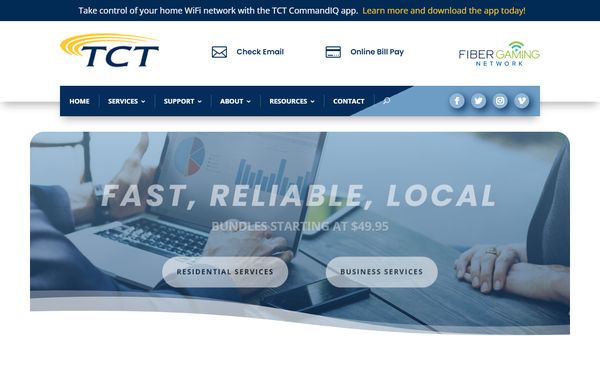Homepage screenshot of Tri-County Telephone Association Inc