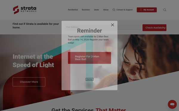Homepage screenshot of UBTA-UBET Communications Inc dba Strata Networks