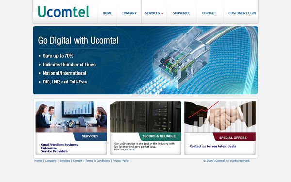 Homepage screenshot of UComTel