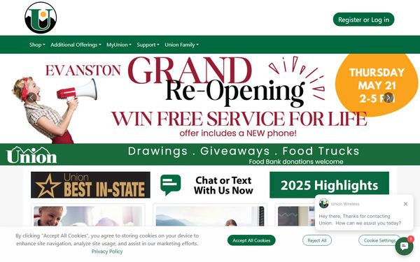 Homepage screenshot of Union Telephone Company - WI