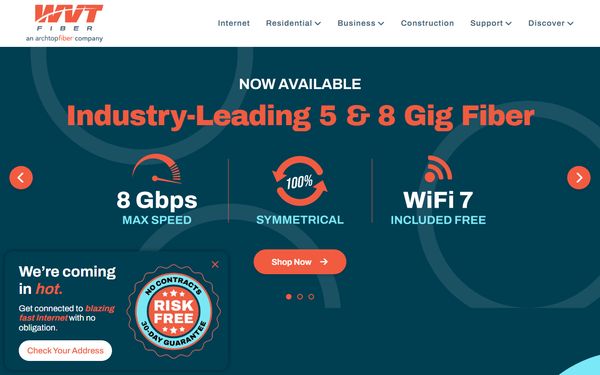 Homepage screenshot of Warwick Valley Telephone