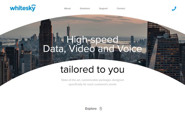 Homepage screenshot of Whitesky Communications LLC