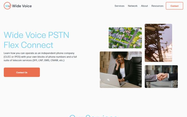 Homepage screenshot of Wide Voice LLC - CA